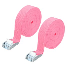 PATIKIL 1" x 20 ft Lashing Strap with Buckles, 2 Pcs Cam Buckle Tie Down Straps Adjustable Heavy Duty Secure Cinch Straps Up to 551 lbs for Cargo Kayak Bicycles, Pink