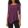 Star Vixen Women's Plus-Size Elbow-Cinch Sleeve Hanky Hem Top, Plum