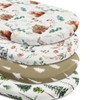 4 Pack Woodland Neutral Bassinet Sheets Set Unisex Forest Animals