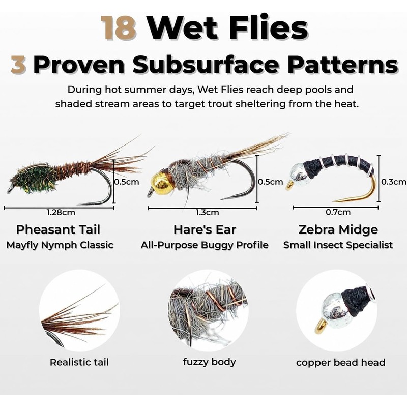 BRAIRIA Barbless Trout Flies – 36PCS (18 Barbless + 18