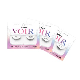 Laflare 3D Nature Faux Mink VOIR Eyelashes, Ultra Soft, Light, Wispy, Knitted, Natural Looking, Reusable, Professional Easy to Apply Eyelashes - 3 PACKS BUNDLE SPECIAL (VR06x3)