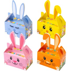 Easter Treat Boxes 12Pcs Bunny Easter Baskets for Kids, Easter Party Supplies for Classrooms, Rabbit Gift Boxes with Handles, Perfect for Kids' Party Favors, Kraft Holiday Goody and Classroom Holiday