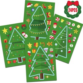Happy Storm Christmas Tree Sticker 24PCS Christmas Stickers for Kids Christmas Games for Party Christmas Crafts Activities for Kids Toddles Sticker Book