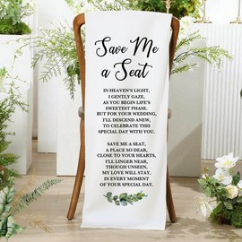 Wedding Reserved Chair Banner Sign, Reserved Signs for Wedding, In Loving Memory of Parents Love from Heaven, Cotton Linen Chair Seating Memorial Decor 15 x 50 Inch Save a Seat for Someone in Heaven