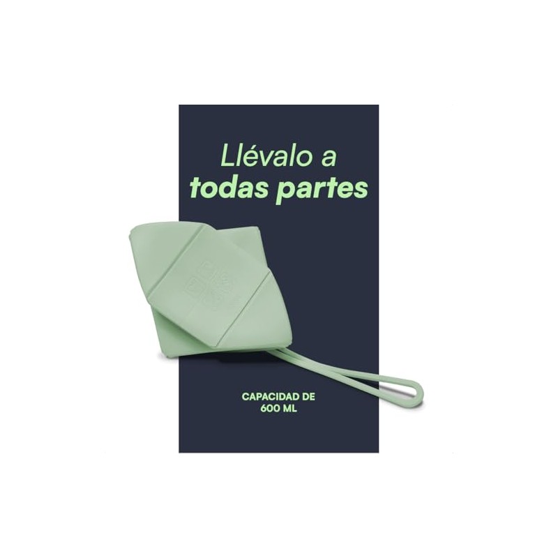 Termo Plegable de Silicona 600 ml, Botella Portátil Antiderrames para