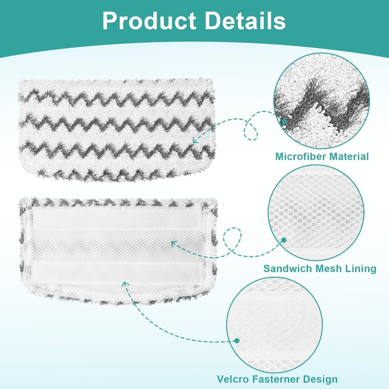 Jikefa 4PCS Steam Mop Pads Compatible with Shark Steam Mop
