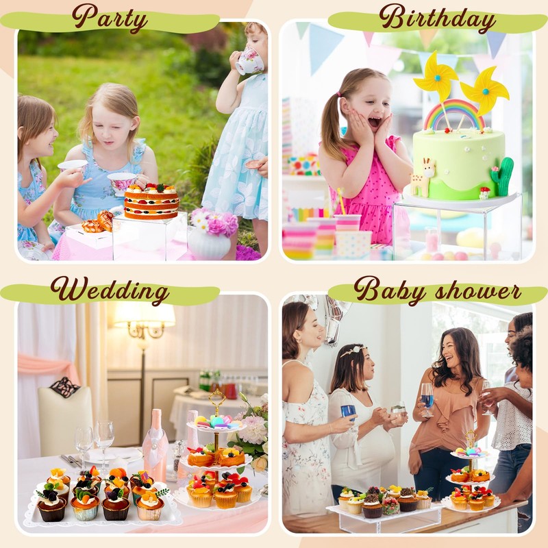 Baderke 4 Pcs Buffet Risers with Cupcake Stand Holder Serving
