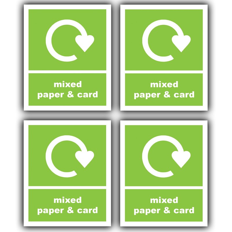 8-Pack - Recycling Bin Sticker Label - Mixed Paper &