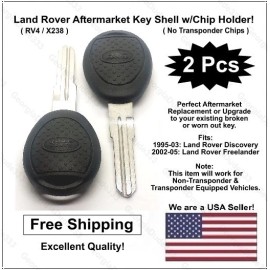 Aftermarket Key Blank 2pak: New Land Rover Key Shell Uncut Key w/ Chip Holder! Fits 1995-04 Discovery