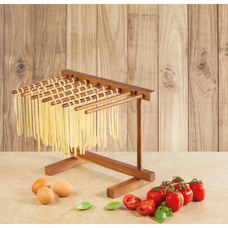 KitchenCraft World of Flavours Collapsible Wooden Pasta Drying Rack, Brown,