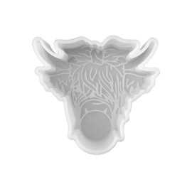 Hairy Highland Dairy Cow Blowing Bubble Gum Freshie Silicone Mold 4.88x4.68x1” Pin Up Vent Aroma Bead Oven Bake Safe