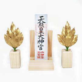 A&K Premium Sakaki, Preserved [S Size / 1 Pair / Approx. Height 28cm x Width 14cm], Made in Japan, Using High-Quality Camellia Leaves from Tamba, For Offering at Shinto Shrine
