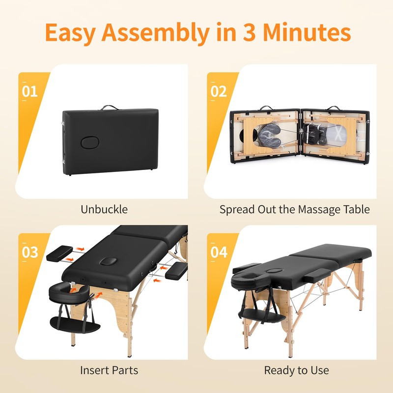 BestMassage Massage Bed Portable Massage Table 24 inch Wide Lash