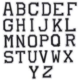 Hoxfly 26 Pcs Iron on Letter Patches, 5cm A-Z Alphabet Embroidery Fabric Patch, Iron on/Sew On Letter Patches Appliques for DIY Clothing Hats Shoes Bags Shirts Jeans Pillows Jackets Backpacks Crafts Repair Decorative (Black)