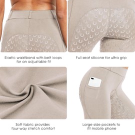 FitsT4 Sports Women's Full Seat Riding Tights Active Silicon Grip Horse Riding Tights Equestrian Breeches Apricot Size M