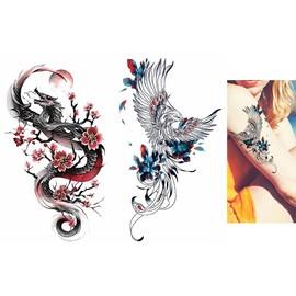 2 Sheets Dragon Tattoo Phoenix Tattoo Temporary Tattoo Arm Tattoo TBS8493 8494