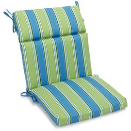 Blazing Needles Spun Polyester Patterned Outdoor Squared Seat/Back Chair Cushion, 18" x 38", Haliwell Caribbean