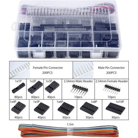 Crimping Pliers Dupont Connector Set SN-28B Ratchet Crimper with 1550 Pieces Connector Male/Female Connector 0.1-1.0 mm² Crimping Tool for 2.54/3.96 mm Connector 28-18AWG