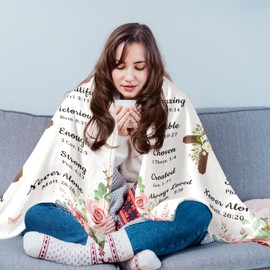 Christian Blanket Gifts for Women 50x60'' Faith Based Confirmation Baptism Blanket Gifts for Girls Religious Blanket Gifts Soft Throw Blankets Spiritual Gifts for Women Christmas Birthday Gifts