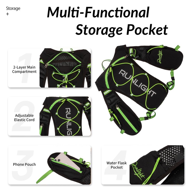 Runlight Running Hydration Vest Backpack with 1.5L Water Bladder Bag