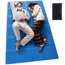 2 Person Camping Foam Sleeping Pad Lightweight Closed Cell Folding Camping Mat Double Camping Mattress Portable for Outdoor Hiking Mountaineering Blue