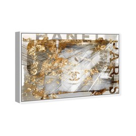 The Oliver Gal Artist Co. Fashion and Glam Framed Wall Art Canvas Prints 'No1 Bag' Handbags Home Décor, 30" x 20", Gold, White