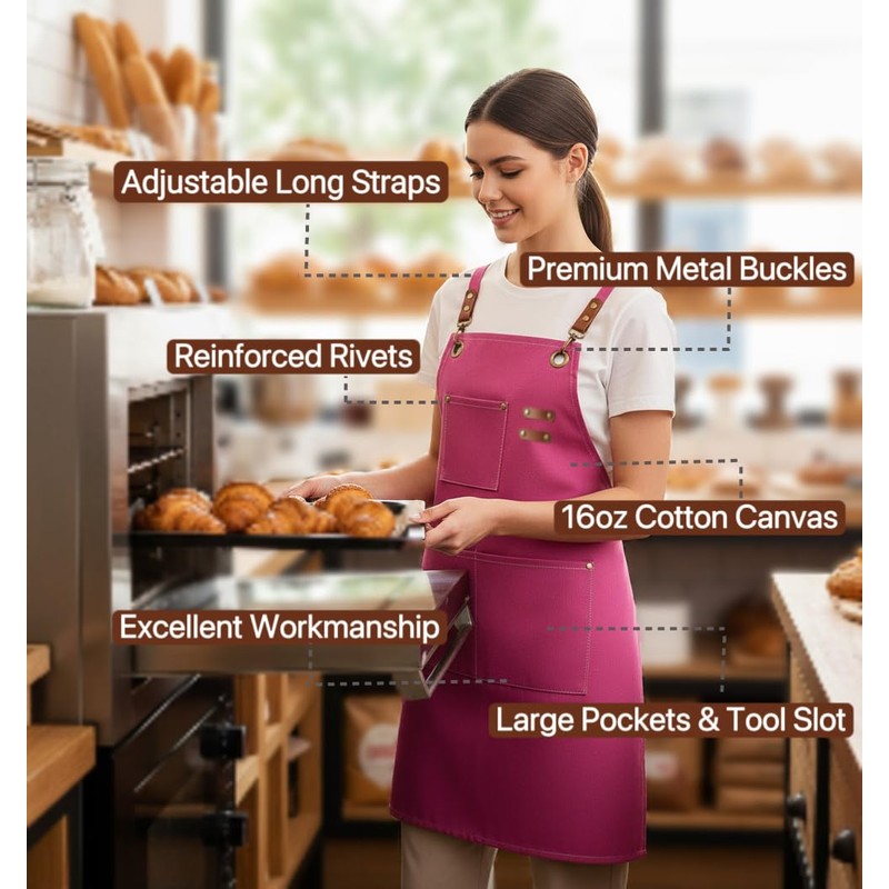 ursapela Canvas Work Apron for Men Women with 3 Pockets