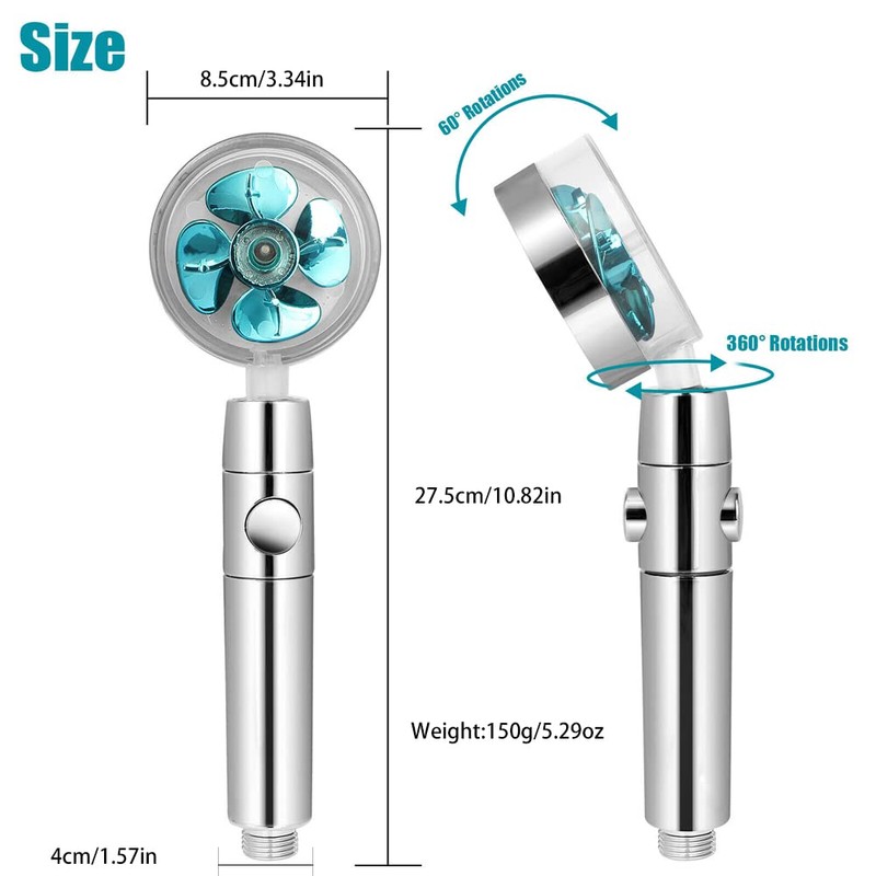 Magik Water Saving Flow 360 Spinning High Pressure Nozzle Shower