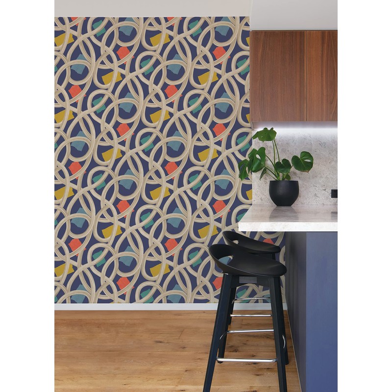 Calix Indigo Twisted Geo Wallpaper