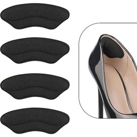 Heel Grips Liner Cushions Inserts for Loose Shoes, Pads Snugs for Shoe Too Big Men Women, Filler Improved Shoe Fit and Comfort, Prevent Heel Slip and Blister (4 Pairs) - Colour: H Black