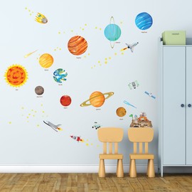 DECOWALL DS9-1501S The Solar System (Medium) Kids Wall Stickers Decals Peel and Stick Removable for Nursery Bedroom Living Room Art murals Decorations