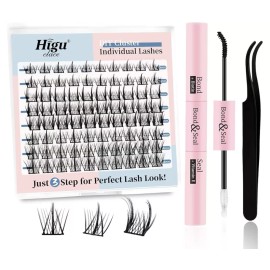 Higu clace NEW Higu DIY Eye Lash Extension Kit w/ Clusters Eyelash, Bond And Seal, Tweezers