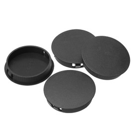 uxcell 4pcs Nylon Plastic Hole Plugs, 2"(50mm) Round Drill Screw Hole Plugs Covers Knockout Locking Plastic Plugs Insert End Caps for Kitchen Cabinet Furniture, Black