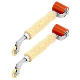 QWORK Seam Roller, 2 Pcs 40mm Silicone Seam Roller with 6mm Brass Detail Penny Roller, Smoothing Seam Roller Tool for PVC/TPO/EPDM Single Ply Roofing Tape