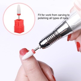 Ceramic Nail Drill Bit, Corn Head Shape, Fine Grinding, 6mm Diameter, 48mm Length, for Carving, Polishing & Cleaning