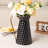 Elegant Black Metal Pitcher Vase, Farmhouse Galvanized Flower Vase, Rustic
