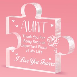 Aunt Gifts from Niece Nephew Acrylic Puzzle Plaque Best Aunt Ever Gifts Birthday Gifts for Aunt 3.5 x 3.9 Inch Thank You Aunt Gifts Desk Decorations for Women Birthday Christmas Thanksgiving