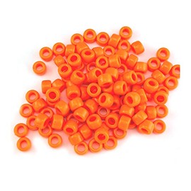 6 x 9mm,Pony Beads Opaque Multicolor Mix Plastic Acrylic Bulk Craft Pony Beads,300PCs (Orange)