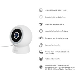 Hombli 2K QHD Smart Compact Outdoor Surveillance Camera, 130° Angle Infrared Camera with Coloured Night Vision, Motion-Activated Floodlight & Alarm, IP65 Waterproof, Compatible with Alexa & Google