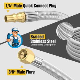 NQN 12FT Propane Quick Connect Hose for RV to Gas Grill, RV Quick Connect Propane Hose with 1/4" Safety Shutoff Valve, Female Quick Disconnect with Elbow Adapter for Blackstone 17"/22" Griddle