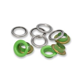 Prym 542545 542542 Eyelets with Discs Red / Silver Coloured Can be Used with Vario Creative Tool, Light Green, Diameter 11 mm, 20 Quantities