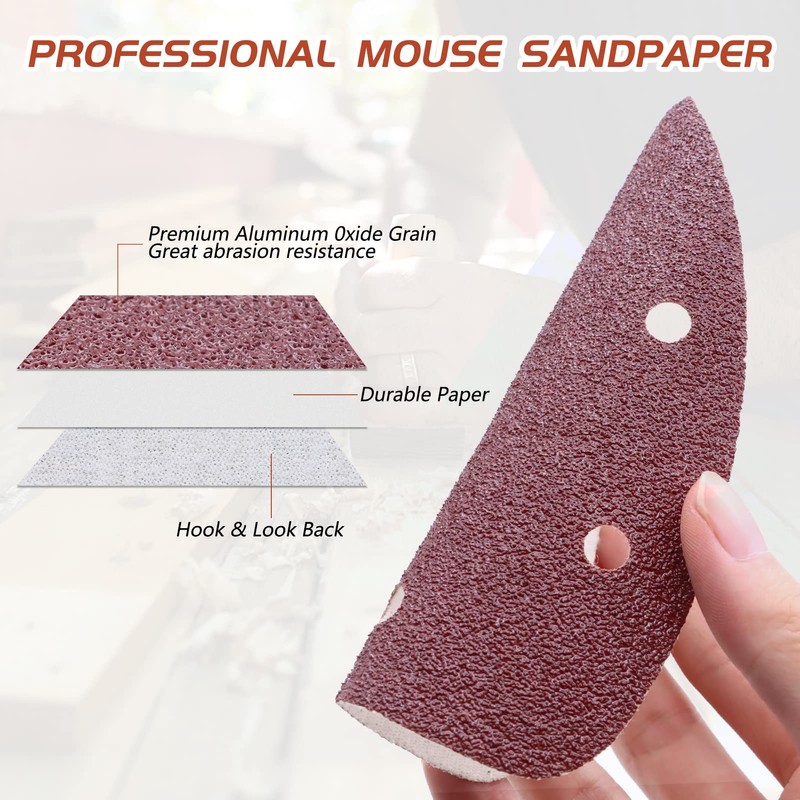 ZEHIQ Mouse Detail Sander Sandpaper, 5 Hole 40 Grit Sandpaper