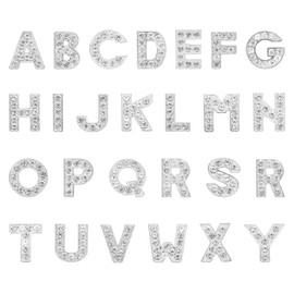 PATIKIL Rhinestone Letter Charm, 52Pcs 10mm Slide Wristbands Pendants Crystal 26 Alphabet A-Z Charm Pendants Set for DIY Jewelry Making Necklace Bracelets, Silver Tone
