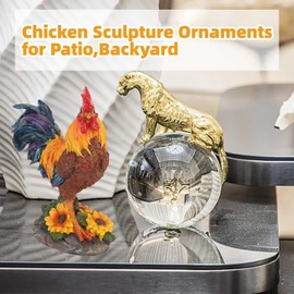 HERCHR Rooster Statue,Resin Chicken Figurine for Outdoor Indoor Decors 10.4x8.7in Decoration Rooster Figurine for Yard, Chicken Sculpture Ornaments for Patio,Backyard