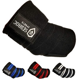 Sedroc Sports Weight Lifting Elbow Wraps Powerlifting Support Sleeves Straps - Pair