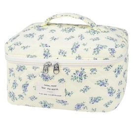 JSTHHTT Kosmetiktasche Kulturtasche Damen Mit Blumenmuster, Reise Kulturbeutel, Leichte, Bauschiger Kosmetik Make Up Taschen Organizer, Faltbare Waschtasche Kosmetiktasche Groß FüR Damen