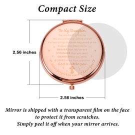 Daughter Gift from Mom Dad Christian Gifts for Women Daughter, Rose Gold Compact Makeup Mirror, Christmas Stocking Stuffers for Daughter Stepdaughter Daughter in Law Birthday Valentines Day Graduation