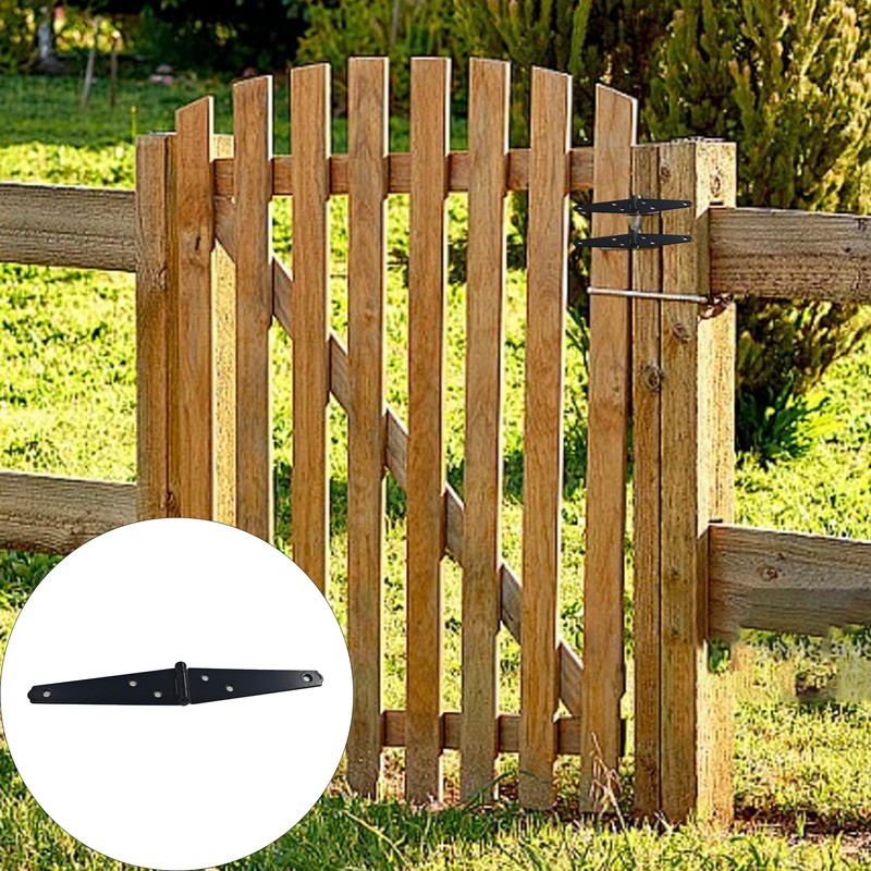 AUXBC 6Pcs 4-Inch Heavy Duty Iron Strap Hinges, Matte Black