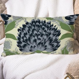 MISSUYSA Chinoiserie Green Black Floral Throw Pillowcase Asian Chinese Rectangular Cushion Cover 16x24 Decorative Pillow Home Cotton Linen Luxury Throw Pillowcase for Sofa Couch Chair Bed Decor