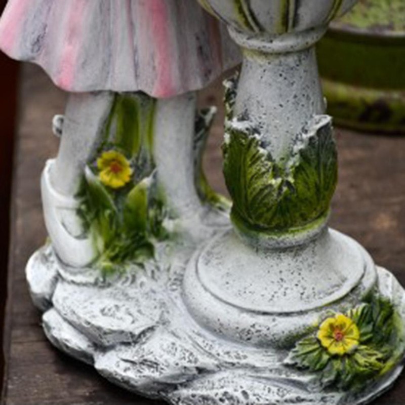 LED Solar Light Girl Resin Figure Carving Fairy Statue Lights